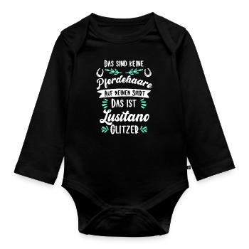 Lustiges Lusitano Pferd Geschenk - Baby Bio-Langarm-Body - Schwarz - Vorne