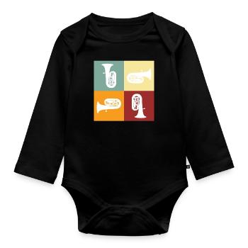Tuba - Baby Bio-Langarm-Body - Schwarz - Vorne