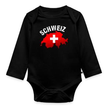 Suisse - Body Bébé bio manches longues - noir - Devant