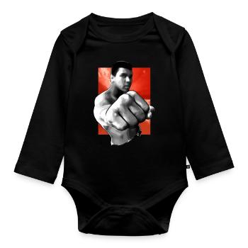 fight the power - Organic Longsleeve Baby Bodysuit - black - Front