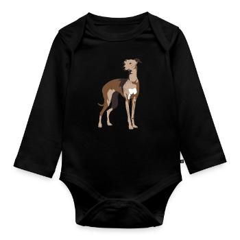 Greyhound, galgo, greyhounds - Organic Longsleeve Baby Bodysuit - black - Front