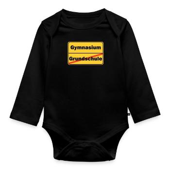 Grundschule Gymnasium Ortsschild Schule - Baby Bio-Langarm-Body - Schwarz - Vorne