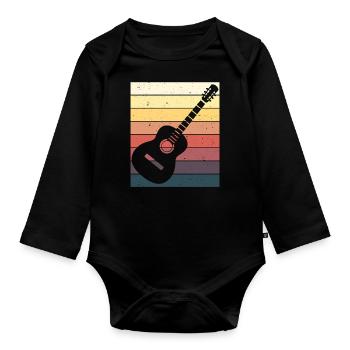 Guitar player Acoustic guitar gift - Organic Longsleeve Baby Bodysuit - black - Front
