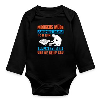 Pflasterer Steinleger Pflästerer Bau Pflastern - Baby Bio-Langarm-Body - Schwarz - Vorne