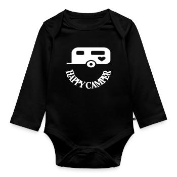 Wohnmobil Wohnwagen Camping Geschenk Geschenkidee - Baby Bio-Langarm-Body - Schwarz - Vorne