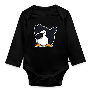 Dab Dabbing Cooler Pinguin - Baby Bio-Langarm-Body - Schwarz - Vorne