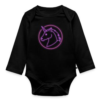 Neon Licorne - Body Bébé bio manches longues - noir - Devant