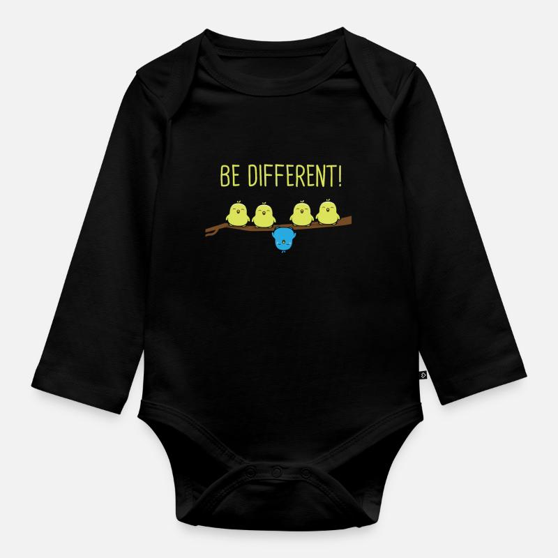 Be different Wellensittich Vogel - Baby Bio-Langarm-Body - Schwarz