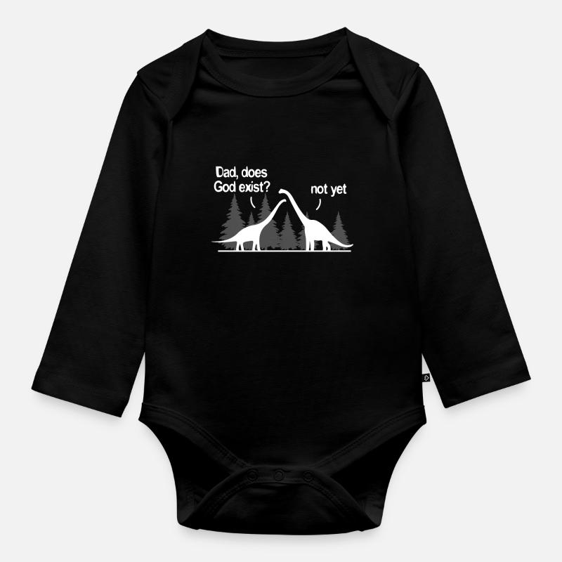 Papa Dieu existe-t-il? Pas encore. Athéisme athée - Body Bébé bio manches longues - noir