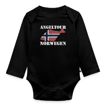 Angeltour Norwegen Heilbutt - Baby Bio-Langarm-Body - Schwarz - Vorne