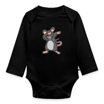 Drôle dabbing rat souris cadeau - Body Bébé bio manches longues - noir - Devant