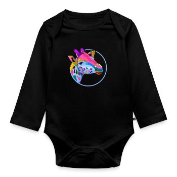 Girafe amour motif tache costume vintage rétro - Body Bébé bio manches longues - noir - Devant