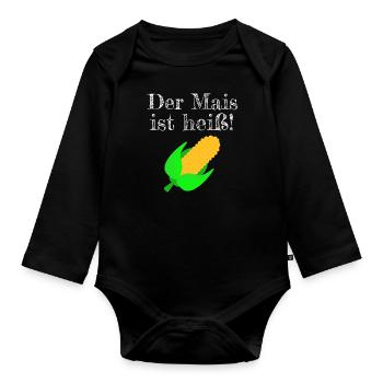Mais Häckseln Landwirt Bauer Ernte Corn harvest - Baby Bio-Langarm-Body - Schwarz - Vorne