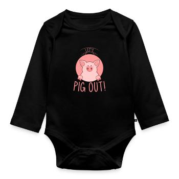 Schwein, Schwein Schweine, Schwein Bauer - Baby Bio-Langarm-Body - Schwarz - Vorne