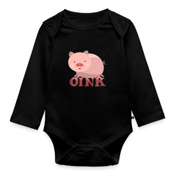 Schwein, Schwein Sau, Schwein Schweine - Baby Bio-Langarm-Body - Schwarz - Vorne