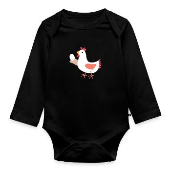 poulet - Body Bébé bio manches longues - noir - Devant