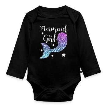 Fille de sirène fille cadeau de sirène - Body Bébé bio manches longues - noir - Devant