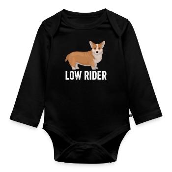 Corgi Dog Low Rider - Organic Longsleeve Baby Bodysuit - black - Front