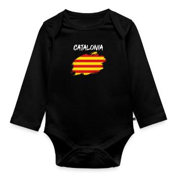 Catalonia Catalan flag flag - Organic Longsleeve Baby Bodysuit - black - Front