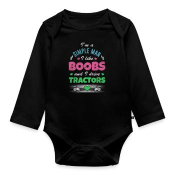 Tracteur Trekker Farmer Farmer - Body Bébé bio manches longues - noir - Devant