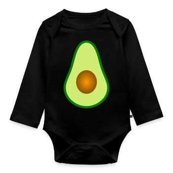 Avocado mit Kern Design zum personalisieren - Baby Bio-Langarm-Body - Schwarz - Vorne