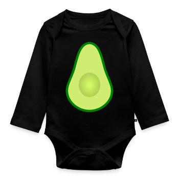 Avocado ohne Kern Design zum personalisieren - Baby Bio-Langarm-Body - Schwarz - Vorne