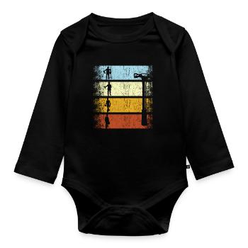 Vintage retro artisan handyman installer - Organic Longsleeve Baby Bodysuit - black - Front