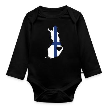 Liebe Finnland Geschenk Finnischer Stolz Herz - Baby Bio-Langarm-Body - Schwarz - Vorne