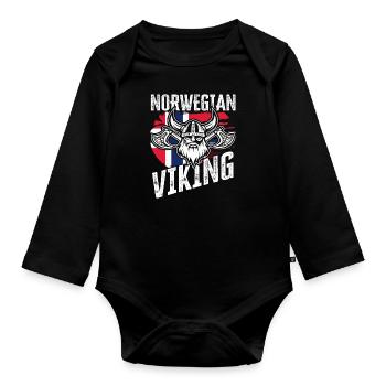 Norwegen Wikinger - Baby Bio-Langarm-Body - Schwarz - Vorne