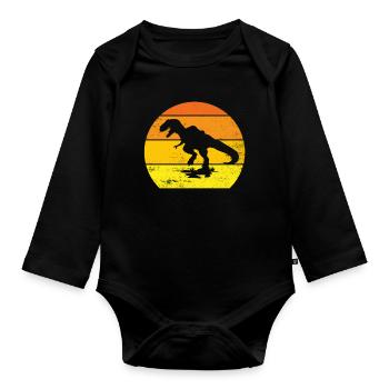 Dinosaurs funny humor gift idea t-rex - Organic Longsleeve Baby Bodysuit - black - Front