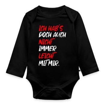 Pas toujours facile avec moi drôle de cadeau - Body Bébé bio manches longues - noir - Devant
