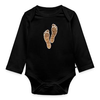 SAND STRAND FÜßE BARFUSS - Baby Bio-Langarm-Body - Schwarz - Vorne