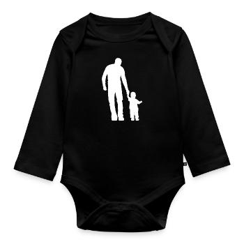 Père fils cool idée cadeau famille douce - Body Bébé bio manches longues - noir - Devant