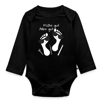 Fußpflege Pediküre Podologe Nagelstudio Geschenk - Baby Bio-Langarm-Body - Schwarz - Vorne