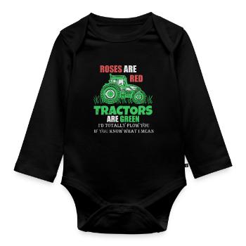 Tractor farmer farmer gift tractor - Organic Longsleeve Baby Bodysuit - black - Front