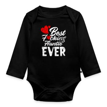 Best aunt - Organic Longsleeve Baby Bodysuit - black - Front