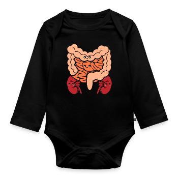 Cute human anatomy body parts organs - Organic Longsleeve Baby Bodysuit - black - Front