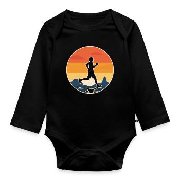 RUNNING passion running original gift idea - Organic Longsleeve Baby Bodysuit - black - Front