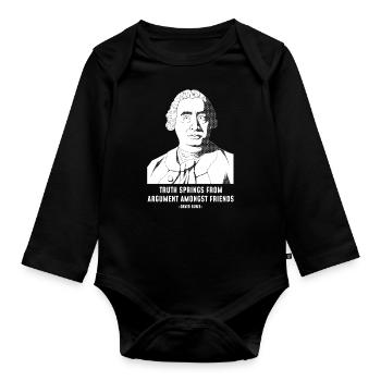 Truth Skeptic Philosophy Quote David Hume design - Organic Longsleeve Baby Bodysuit - black - Front