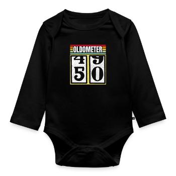 Oldometer 49 50 Funny 50th Birthday Retro Gift - Organic Longsleeve Baby Bodysuit - black - Front