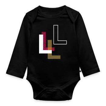 L - Cadeaux de conception de lettre initiale - Body Bébé bio manches longues - noir - Devant