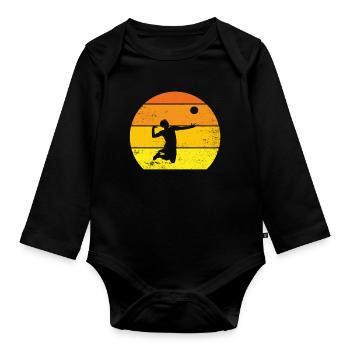 BEACH VOLLEY Original Geschenk Leidenschaft Volleyballspieler - Baby Bio-Langarm-Body - Schwarz - Vorne