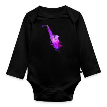 Saxophon - Baby Bio-Langarm-Body - Schwarz - Vorne