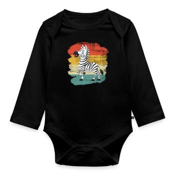Zebra - Baby Bio-Langarm-Body - Schwarz - Vorne