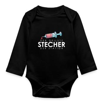 Der geilste Stecher, pflegekraft pflege geschenk - Baby Bio-Langarm-Body - Schwarz - Vorne