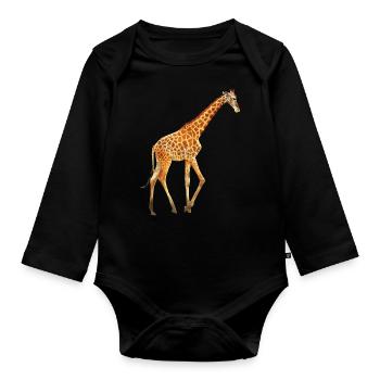 Giraffe animals africa animal wilderness safari wildlife - Organic Longsleeve Baby Bodysuit - black - Front