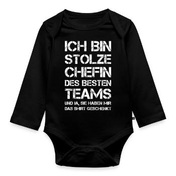 Stolze Chefin Besten Teams Das Shirt Geschenkt - Baby Bio-Langarm-Body - Schwarz - Vorne