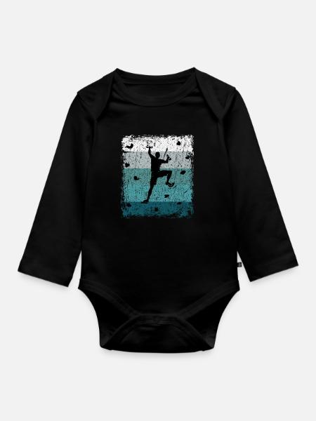 Vintage Bouldern Boulderer Geschenk - Baby Bio-Langarm-Body - Schwarz
