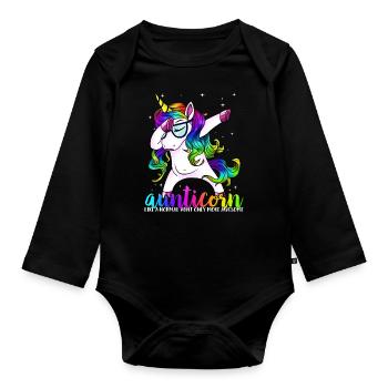 Aunticorn Like A Normal Aunt Only Awesome - Organic Longsleeve Baby Bodysuit - black - Front