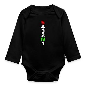 Motorcycle gear t-shirt changement de vitesse moto - Body Bébé bio manches longues - noir - Devant